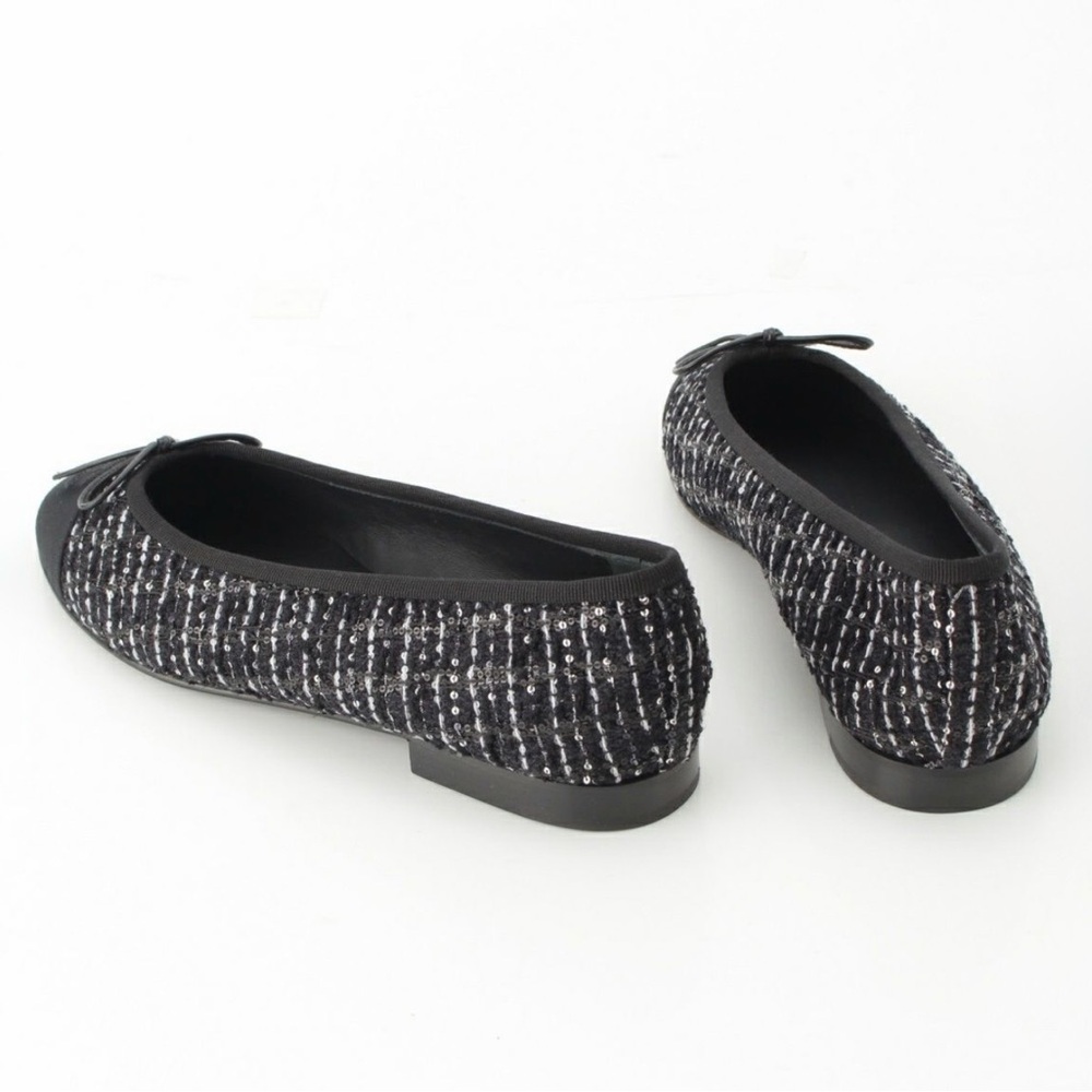 CHANEL New 2025 Interlocking CC Logo Ballet Flats / Size EU 38 / Tweed - Picture 4 of 15